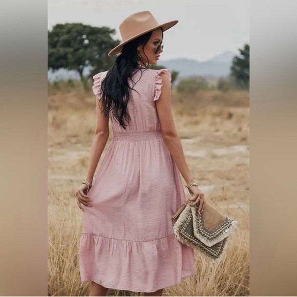 🌷V-Neck Sleeveless Ruffle Dress - Picture 2 of 2